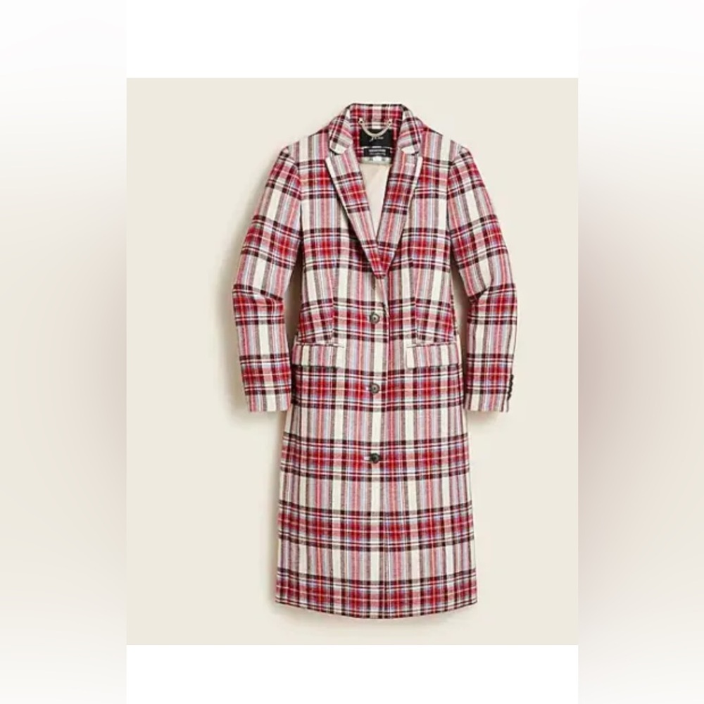 J Crew Plaid Alfie Top Coat Holiday 2021 size 6 $495 NWT
